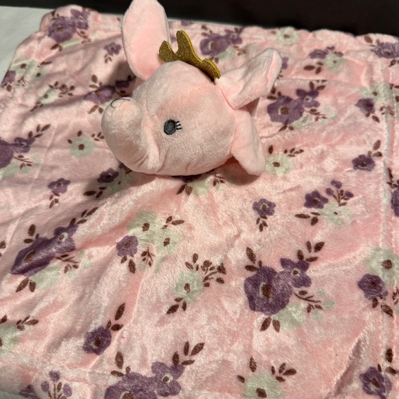 Manhattan Baby Luxe Plush Elephant Floral Lovey/Security Blanket - Picture 4 of 8